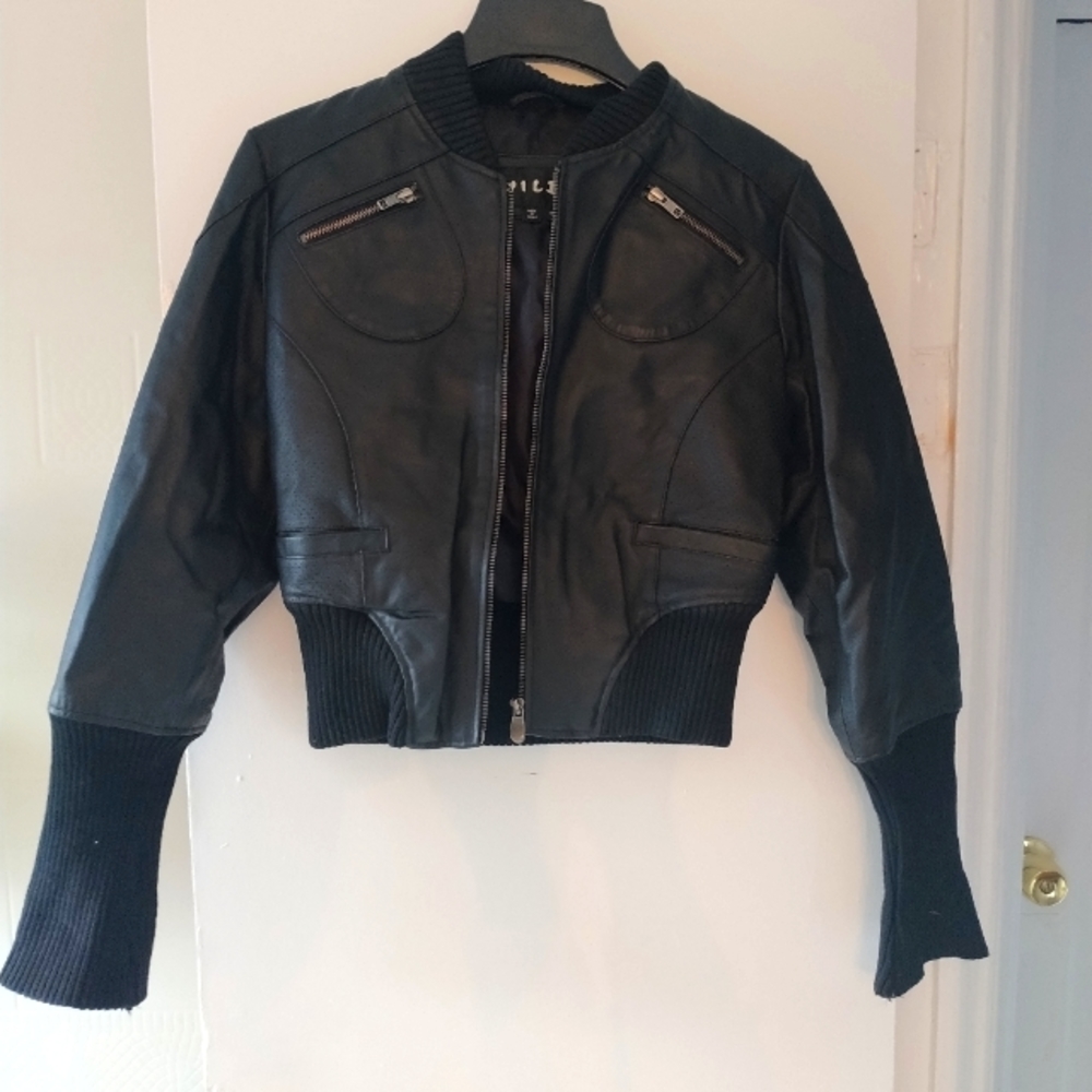 Women's genuine leather black jacket